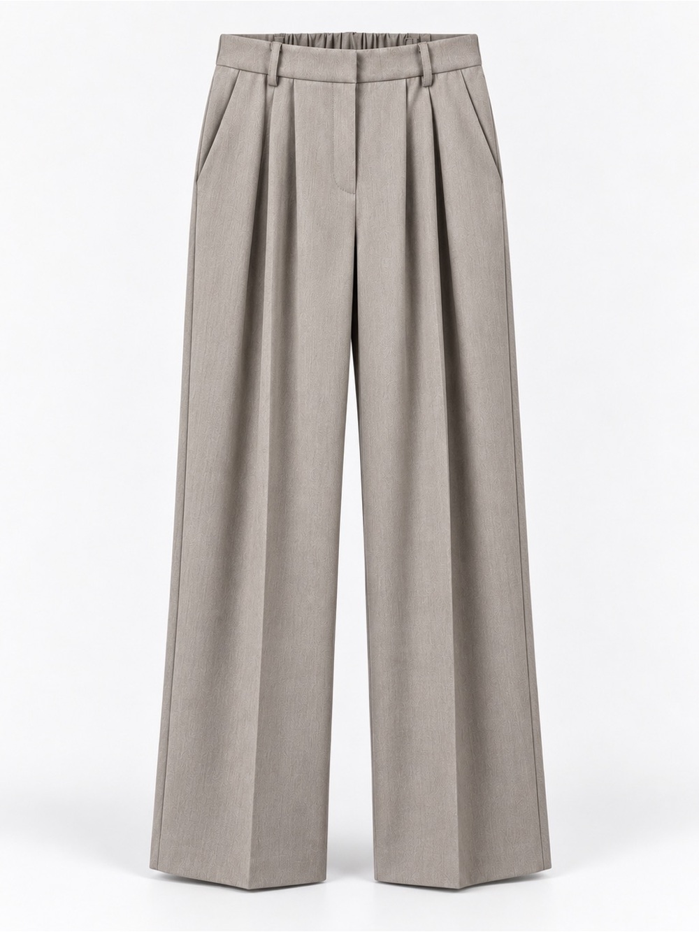 The Drop Nancy Taupe Pleated Wide Leg Trousers Size L NWT